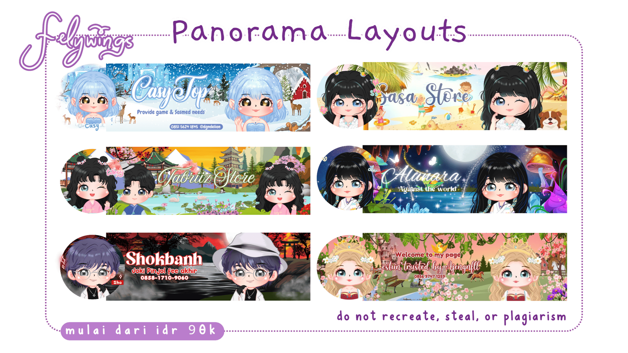 Panorama layout, Sebuah design sampul header dan pfp chibi dengan latar tempat/pemandangan