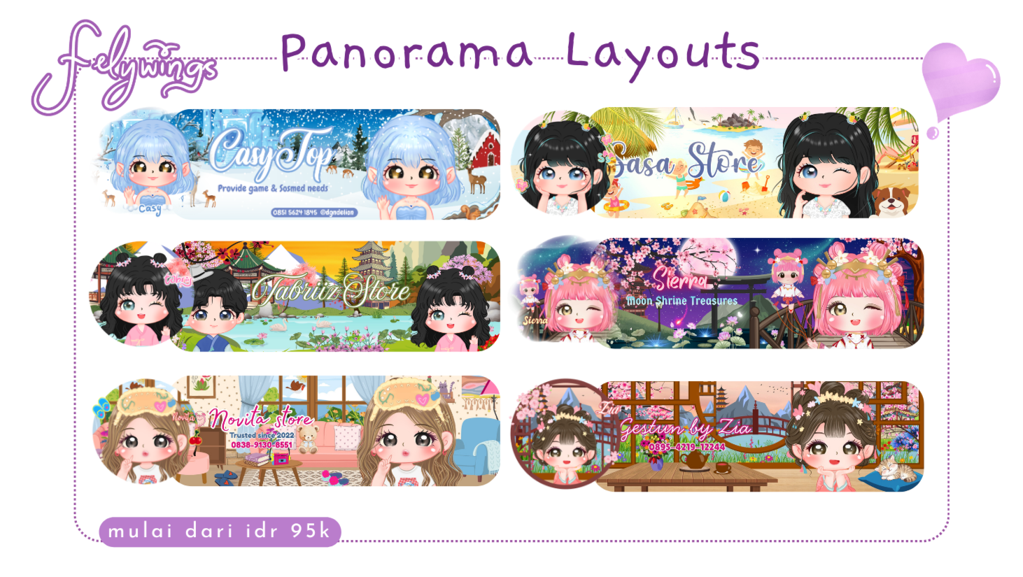 Panorama layout, Sebuah design sampul header dan pfp chibi dengan latar tempat/pemandangan